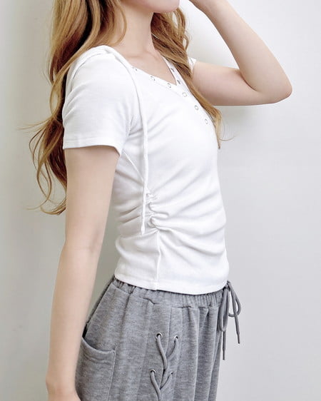 INGNI（イング） ヘンリーネックフードリブトップス ｵﾌﾎﾜｲﾄ