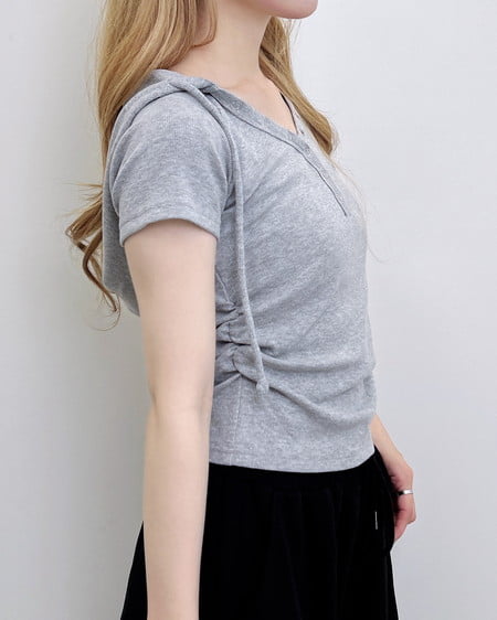 INGNI（イング） ヘンリーネックフードリブトップス ｸﾞﾚｰ