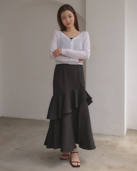 INGNI（イング） バックレースアップアシメスリットキャミワンピース ｸﾛ