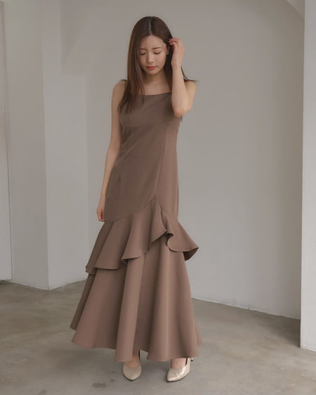 INGNI（イング） バックレースアップアシメスリットキャミワンピース ﾓｶ