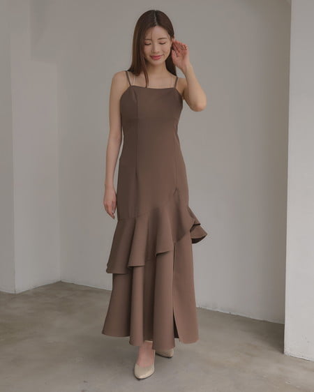 INGNI（イング） バックレースアップアシメスリットキャミワンピース ﾓｶ