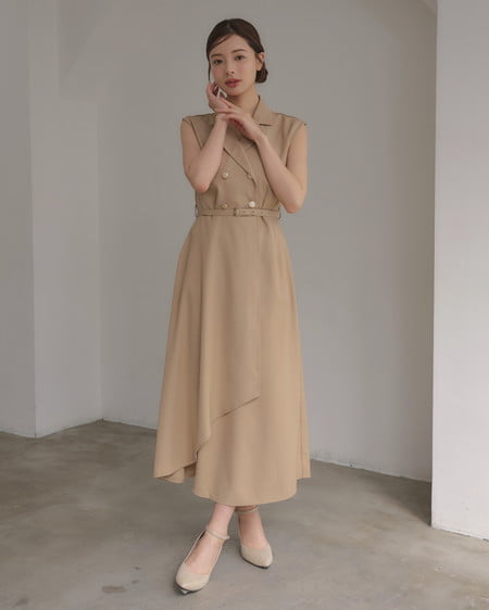 INGNI（イング） 金ボタントレンチワンピース ﾍﾞｰｼﾞｭ