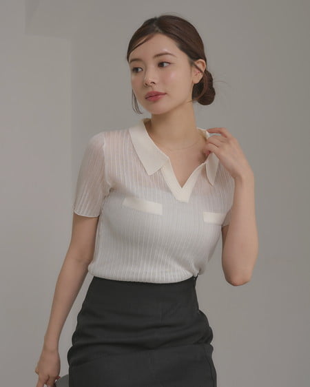 INGNI（イング） シアースキッパーリブニット ｱｲﾎﾞﾘｰ