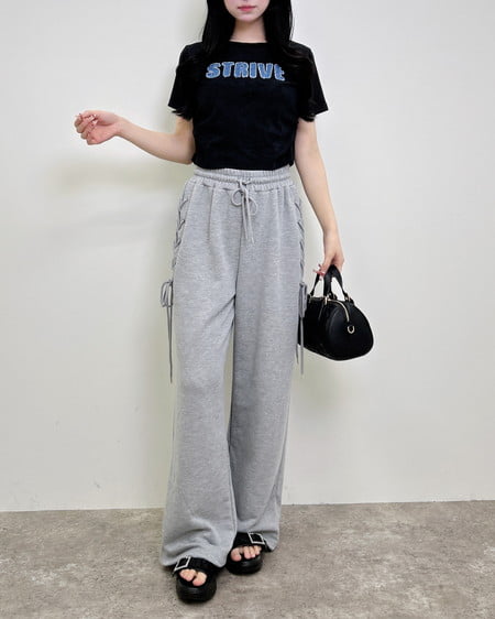 INGNI（イング） サイドレースアップスウェットパンツ ｸﾞﾚｰ