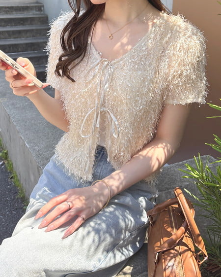 INGNI(イング) 2Wayフリンジカーディガン アイボリー