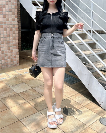 INGNI(イング) グリッターラメデニムミニスカート グレー