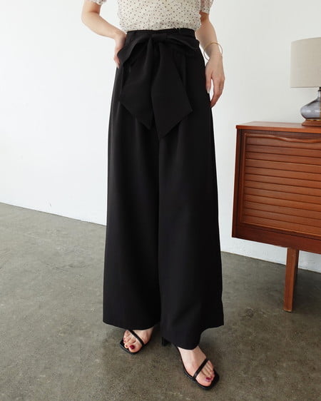 【SOELA】【5／17 24時までの限定価格】リボンワイドパンツ