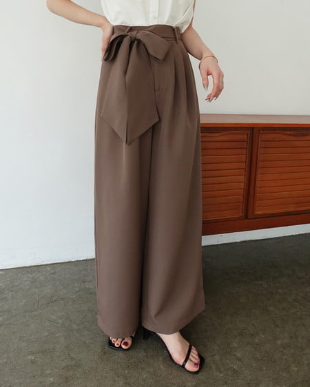 【SOELA】【5／17 24時までの限定価格】リボンワイドパンツ