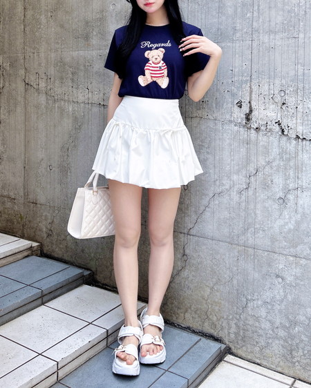 INGNI（イング） 刺繍ロゴくまプリントTシャツ ｺﾝ
