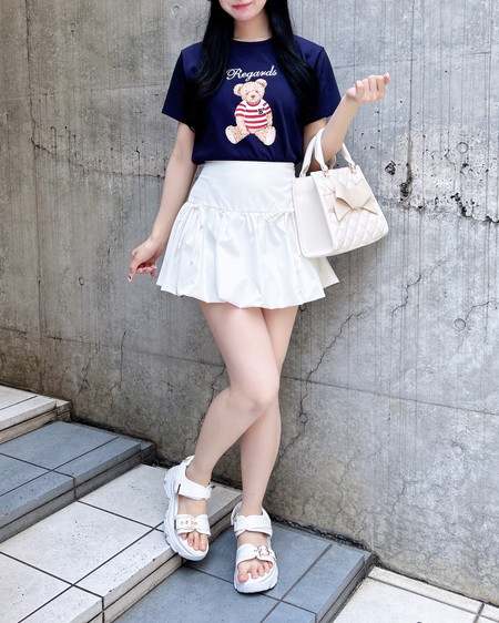 INGNI（イング） 刺繍ロゴくまプリントTシャツ ｺﾝ