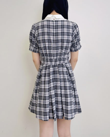 INGNI(イング) チェック柄シャツドッキングプリーツミニワンピース グレー/チェック