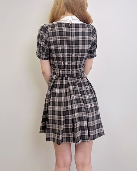 INGNI(イング) チェック柄シャツドッキングプリーツミニワンピース ブラウン/チェック