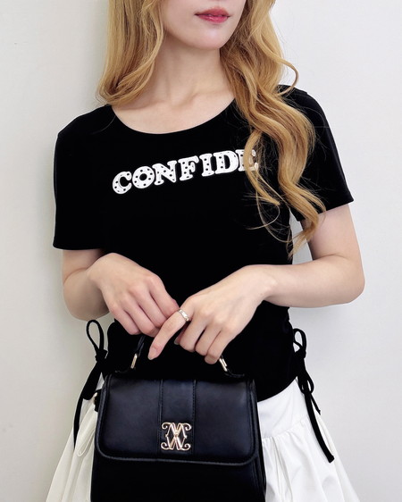 サイドドロストドット貼付ロゴTシャツ