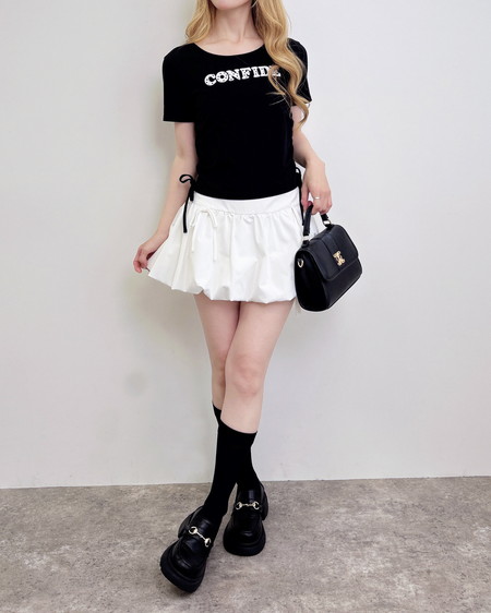 INGNI(イング) サイドドロストドット貼付ロゴTシャツ クロ