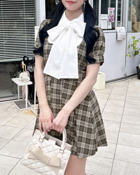 【WEB限定】チェック柄シャツドッキングプリーツミニワンピース