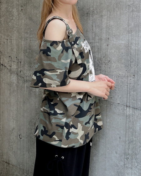 INGNI(イング) 肩ベルト付ワンショルナンバリングTシャツ メイサイ