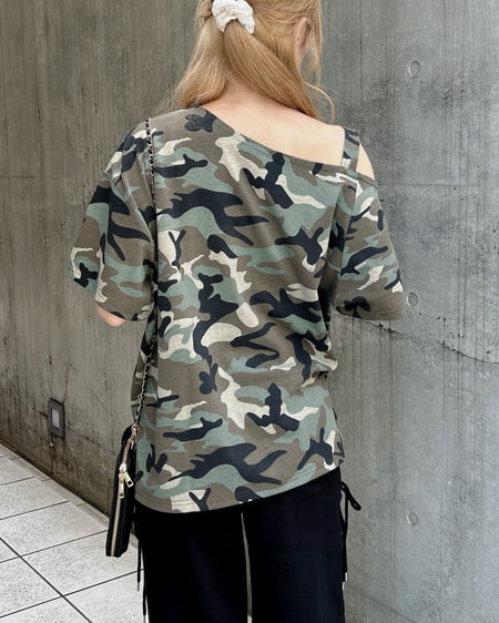INGNI(イング) 肩ベルト付ワンショルナンバリングTシャツ メイサイ