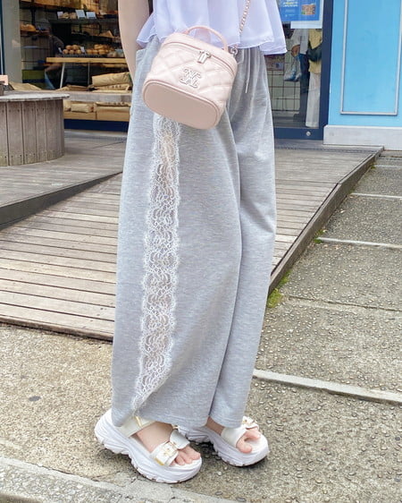 INGNI（イング） サイドレースラメスウェットパンツ ｸﾞﾚｰ