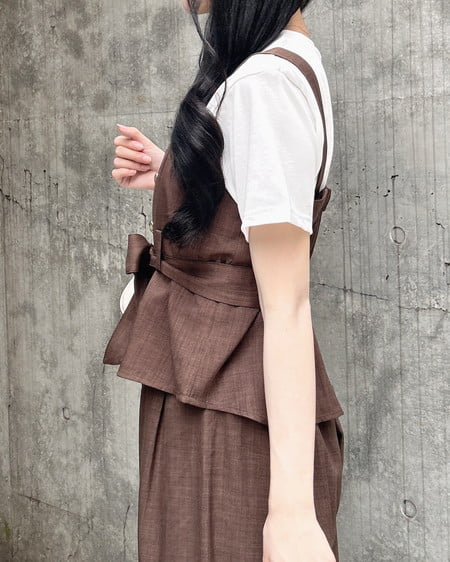 INGNI（イング） 金ボタンビスチェ＋ワイドパンツ／セットアップ ﾌﾞﾗｳﾝ