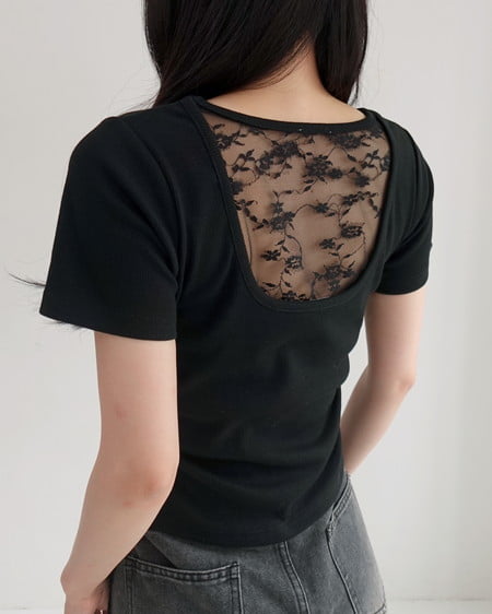 【SOELA】【6／22 24時までの限定価格】バックシャンレースTシャツ