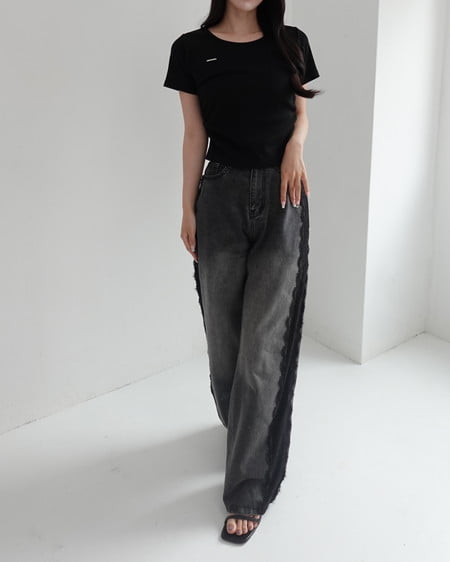 INGNI(イング) バックシャンレースTシャツ クロ