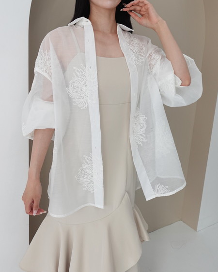 【SOELA】【6／15 24時までの限定価格】シアーレースビッグシャツ