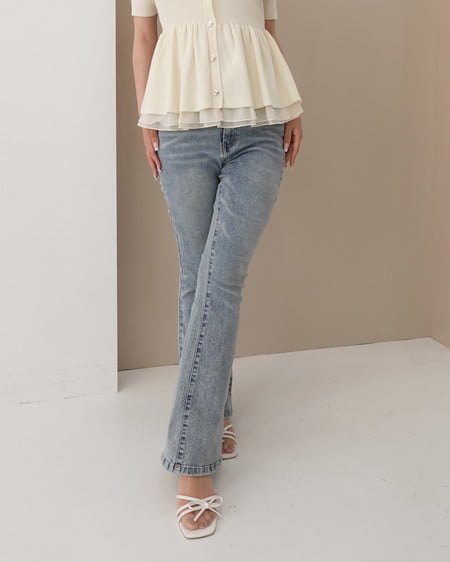 【SOELA】【6／15 24時までの限定価格】フレアデニムパンツ／A