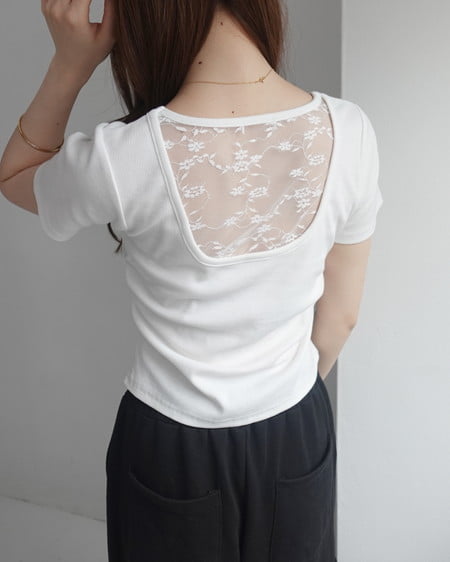 INGNI(イング) バックシャンレースTシャツ オフホワイト