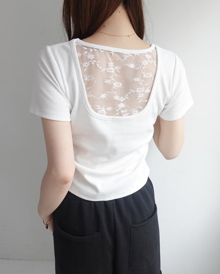 INGNI(イング) バックシャンレースTシャツ オフホワイト