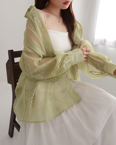 【SOELA】【6／15 24時までの限定価格】シアーレースビッグシャツ