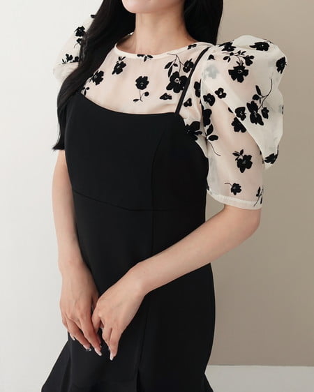 【SOELA】【6／15 24時までの限定価格】花柄オーガンジーブラウス