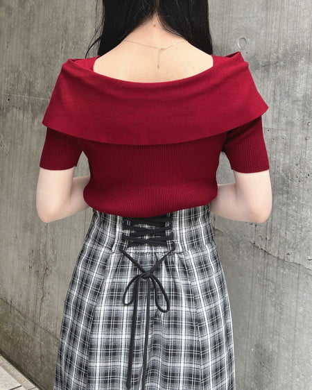INGNI（イング） リボンオフショル半袖ニット ﾎﾞﾙﾄﾞｰ