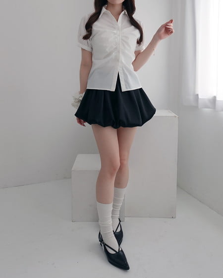 INGNI(イング) フロントギャザーシルエットシャツ オフホワイト