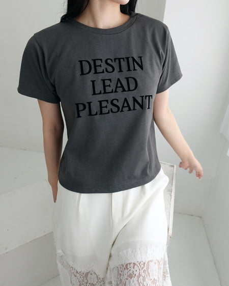 INGNI(イング) フロッキーロゴTシャツ チャコールグレー