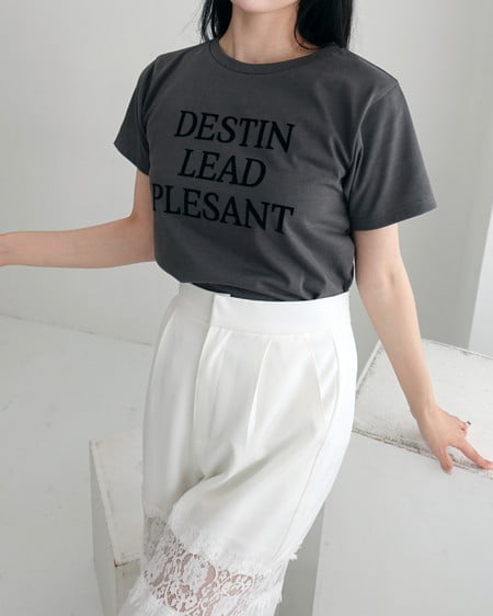 INGNI(イング) フロッキーロゴTシャツ チャコールグレー