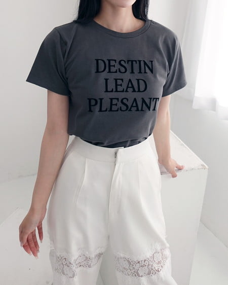 INGNI(イング) フロッキーロゴTシャツ チャコールグレー