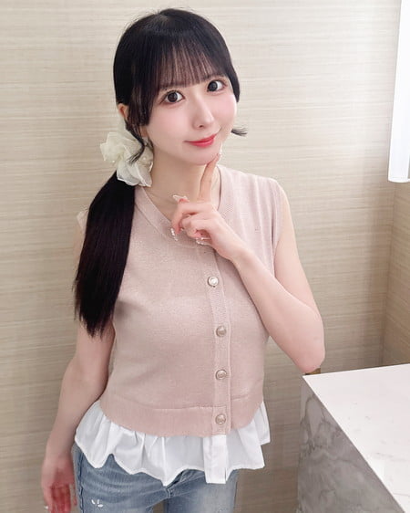 INGNI（イング） 裾シャツ出しノースリラメニットカーディガン ﾋﾟﾝｸ