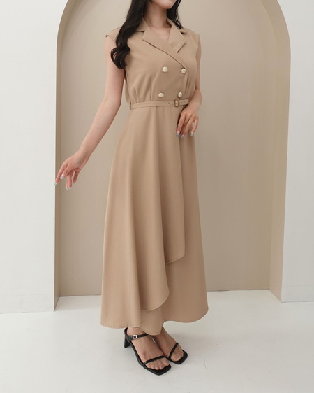 【SOELA】【7／6 24時までの限定価格】金ボタントレンチワンピース