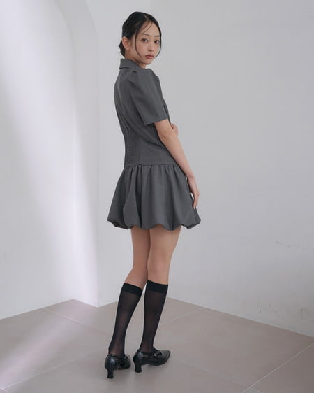 INGNI（イング） トレンチバルーンミニワンピース ﾁｬｺｰﾙｸﾞﾚｰ