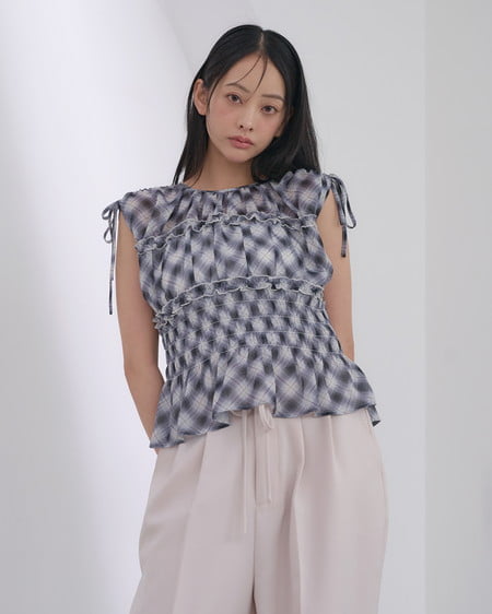 INGNI(イング) チェックシャーリングブラウス クロチェック
