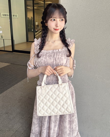 INGNI(イング) 花柄シャーリングティアードロングワンピース ピンク