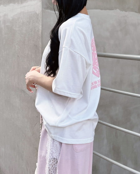 INGNI(イング) バックハートラメチュニックTシャツ オフホワイト/ピンク