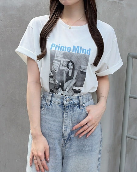 INGNI(イング) 転写フォトTシャツ オフホワイト/ブルー