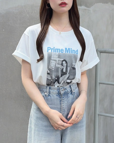 INGNI(イング) 転写フォトTシャツ オフホワイト/ブルー