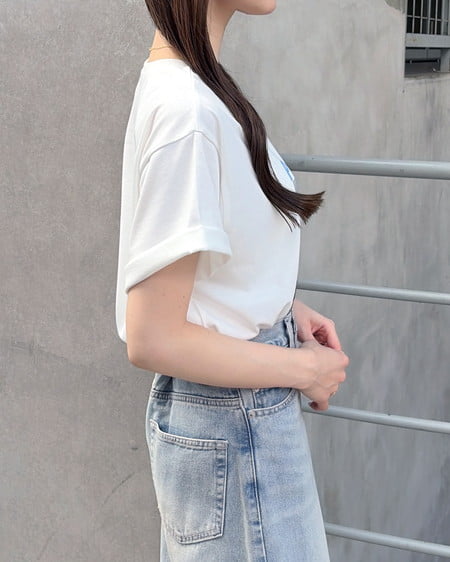INGNI(イング) 転写フォトTシャツ オフホワイト/ブルー