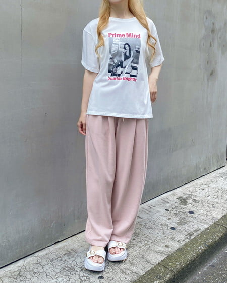 INGNI(イング) 転写フォトTシャツ オフホワイト/ピンク