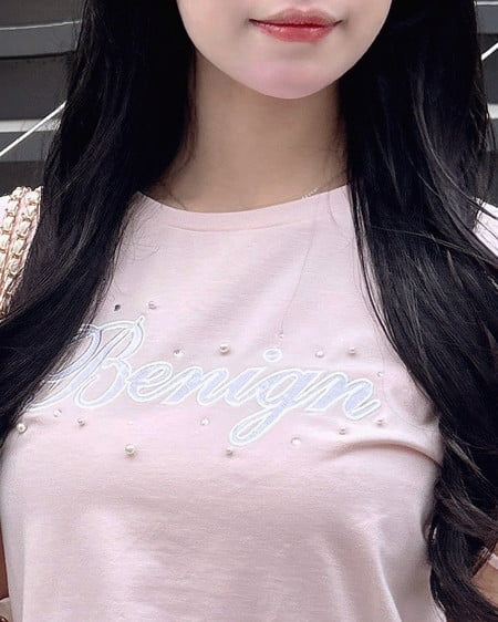 INGNI（イング） ビジュー飛ばし袖リボンレースロゴTシャツ ﾗｲﾄﾋﾟﾝｸ/ｵﾌﾎﾜｲﾄ