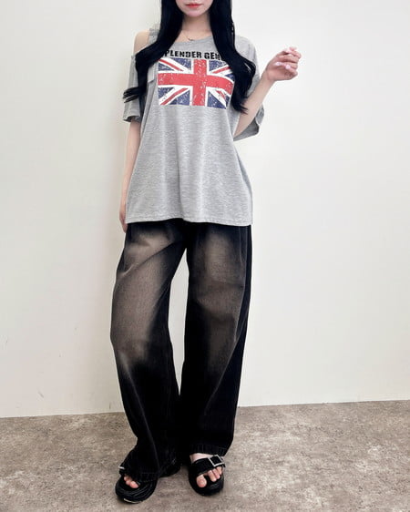 INGNI（イング） バレルレッグデニムパンツ ｸﾛ