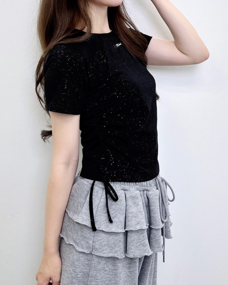INGNI（イング） テープロゴラメTシャツ ｸﾛ