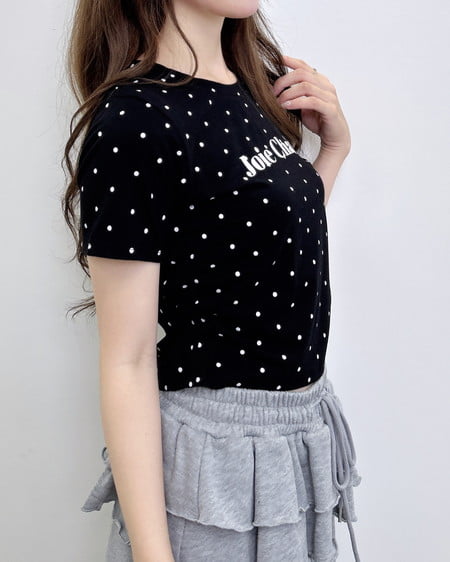 INGNI（イング） フロッキーロゴドットTシャツ ｸﾛｵﾌ/ﾄﾞｯﾄ
